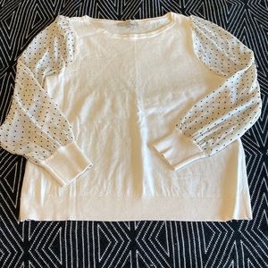 Loft Sweater with Sheer Polka Dot Sleeves